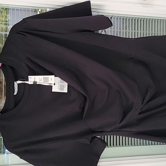 Simkhai Zeus Black Dress Sz L Subtle Ruching Figure Enhancing Spring 2024 - Picture 6 of 11